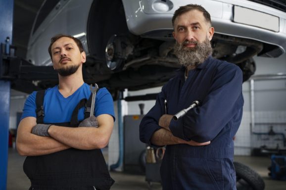 male-mechanics-posing-together-repair-shop-min